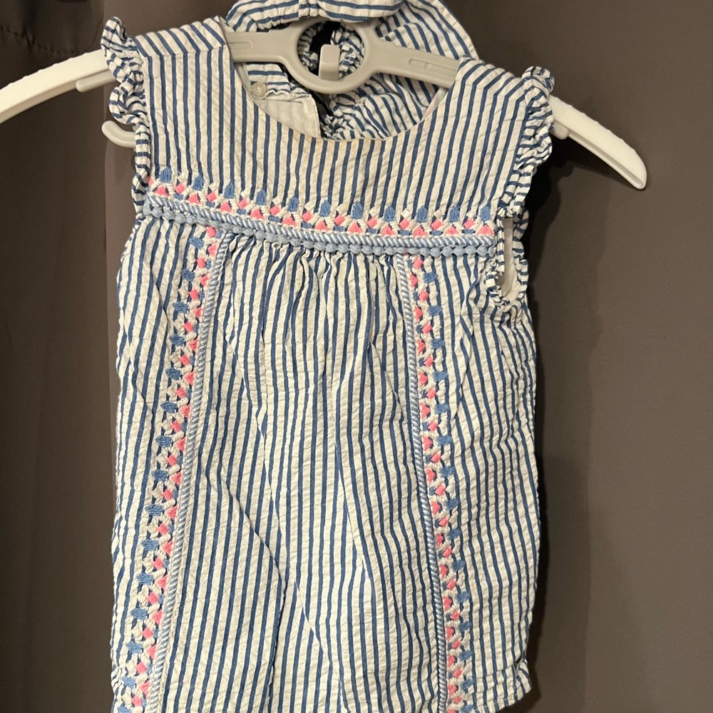 Vineyard Vines Striped Baby Dress with Embroidery